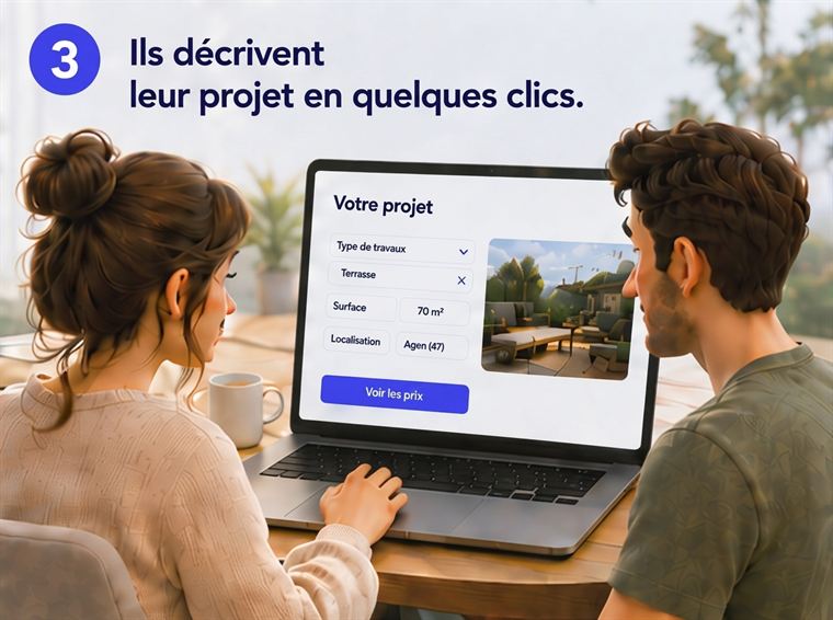 Étape 3 : Ils décrivent leur projet en quelques clics